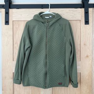 LL Bean Womens Quilted Hooded Sweatshirt - light sage green - size Large